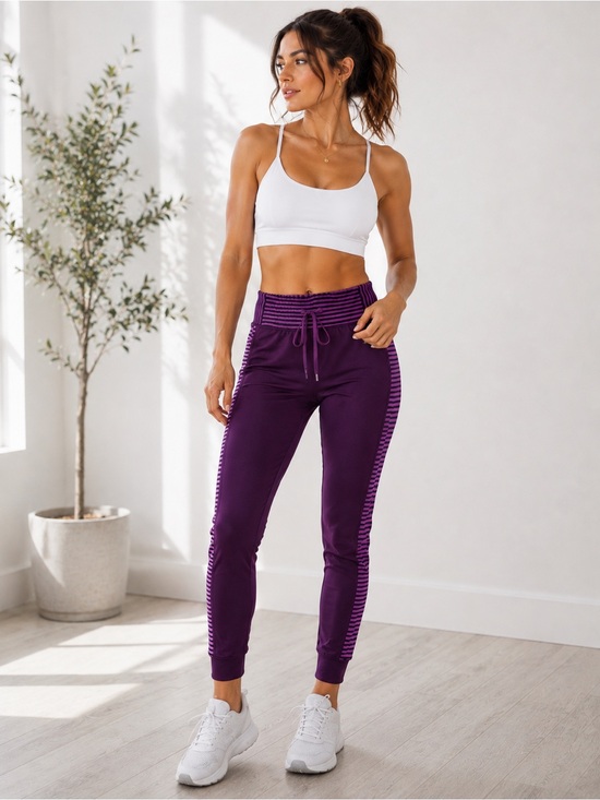 Pants - Aerie Skinny Purple Stripe Athletic Joggers Size Small Active Lounge Pants